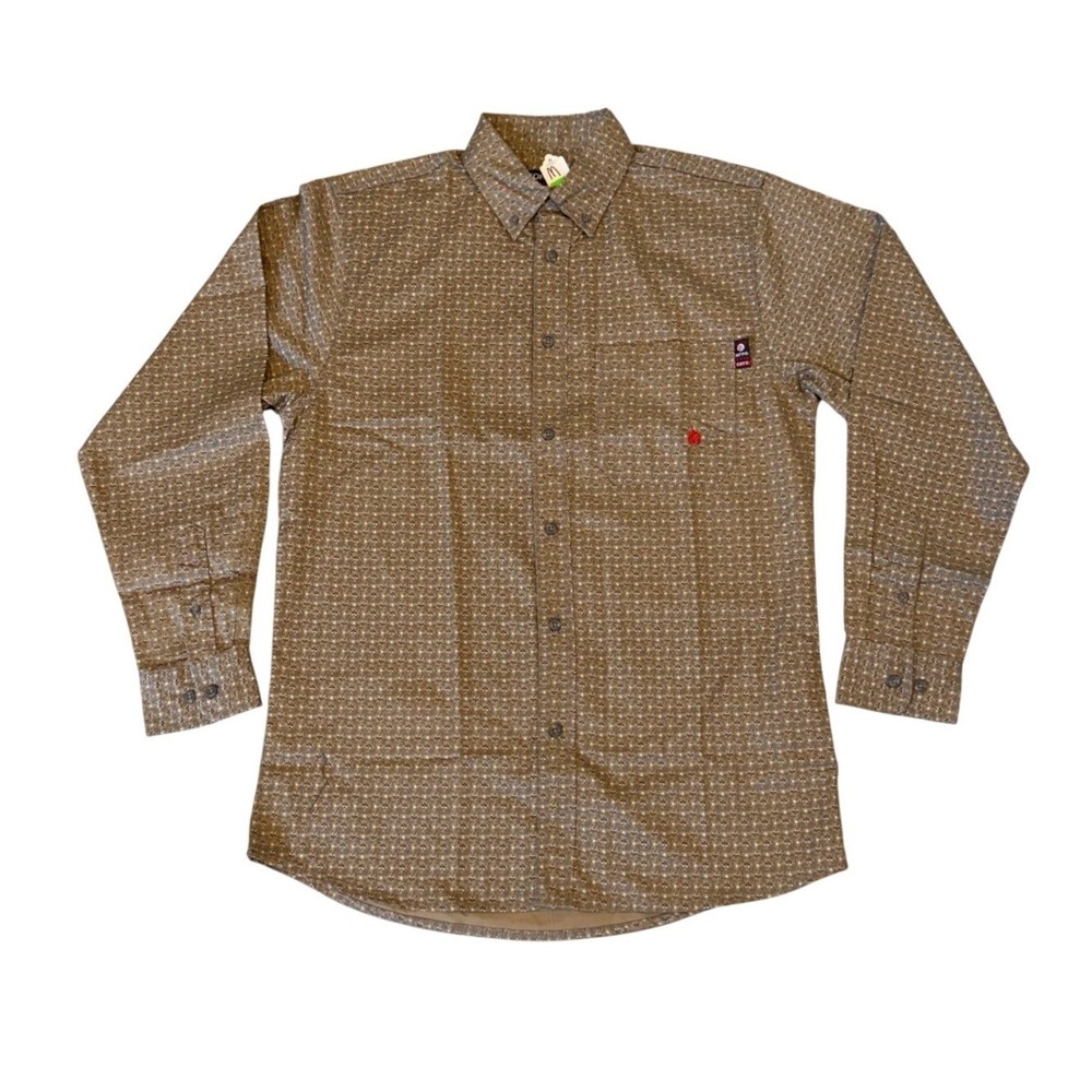 Forge FR Men's M Flame Resistant Button Shirt Long Sleeve Micro Floral Work NEW